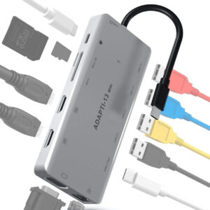 USB C Hub 13-in-1 with Triple Display 2X HDMI, 4K, Type-C 100W Charging, 3xUSB 3.0, VGA, 3.5mm Audio, SD, MicroSD Card, 1000MB Ethernet - Multi-Port USB-C Adapter Docking Station MacBook, Dell, HP